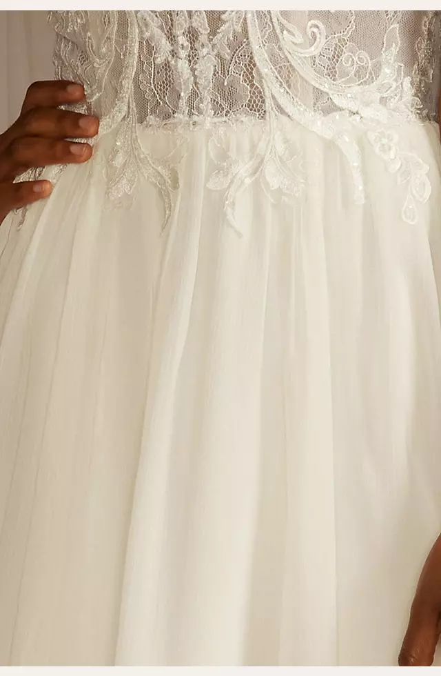 Lace Bodice Spaghetti Strap A-line Wedding Dress Image 4