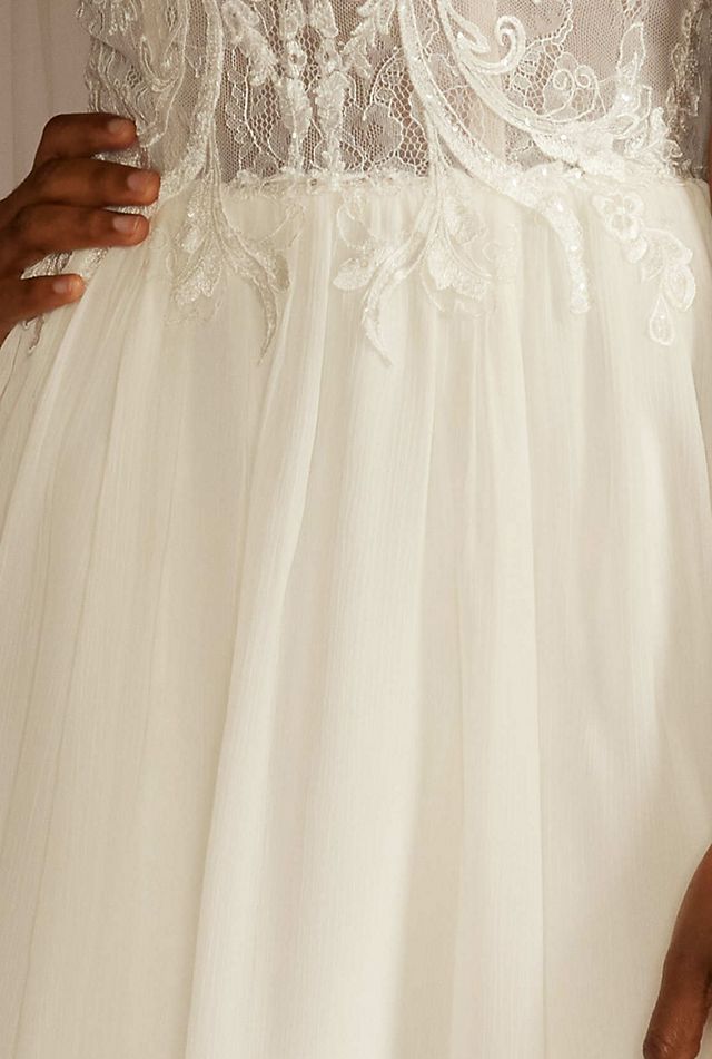 Lace Bodice Spaghetti Strap A-line Wedding Dress Image 7