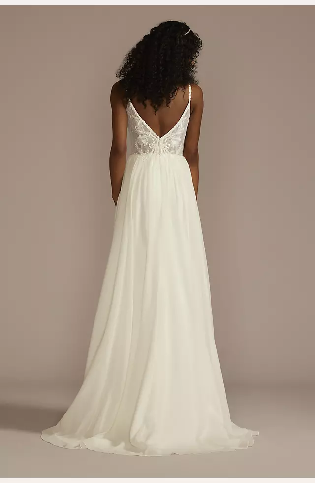 Lace Bodice Spaghetti Strap A-line Wedding Dress Image 2