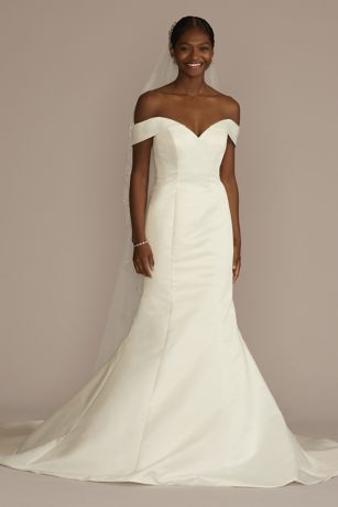 Satin off hotsell shoulder wedding dress