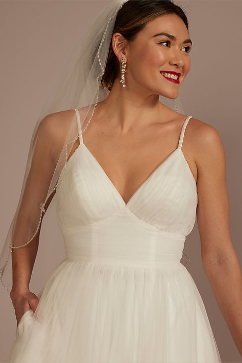 Beaded Strap Low Back Tulle A-Line Wedding Dress Image 3