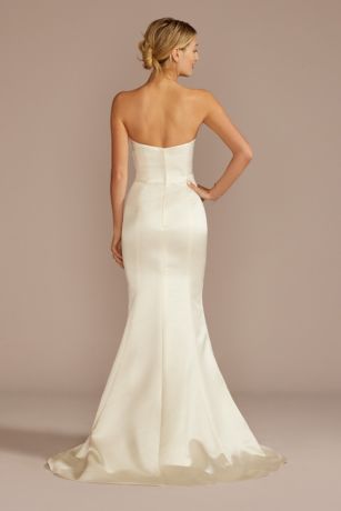 Satin Ruched Bodice Wedding Dress with Overskirt | David's Bridal