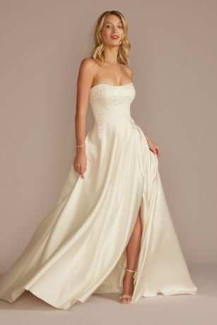 Satin pleated outlet wedding dress