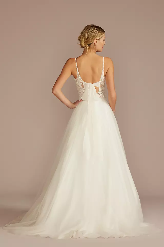 Embroidered Bodice Tie Back A-Line Wedding Dress Image 2