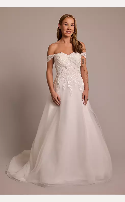 Off-the-Shoulder Appliqued A-Line Wedding Dress Image 1