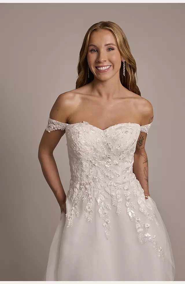 Off-the-Shoulder Appliqued A-Line Wedding Dress Image 5