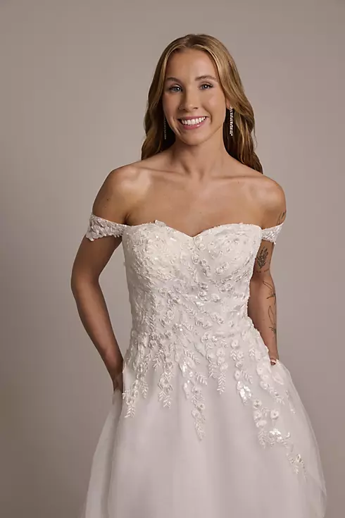 Off-the-Shoulder Appliqued A-Line Wedding Dress Image 4