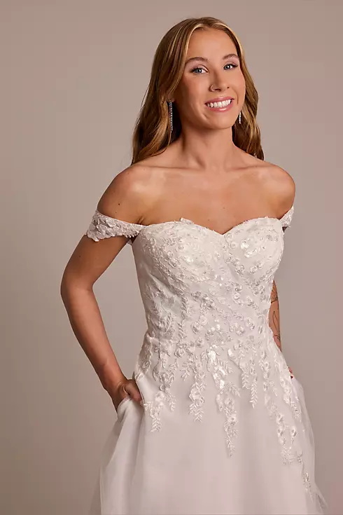 Off-the-Shoulder Appliqued A-Line Wedding Dress Image 3