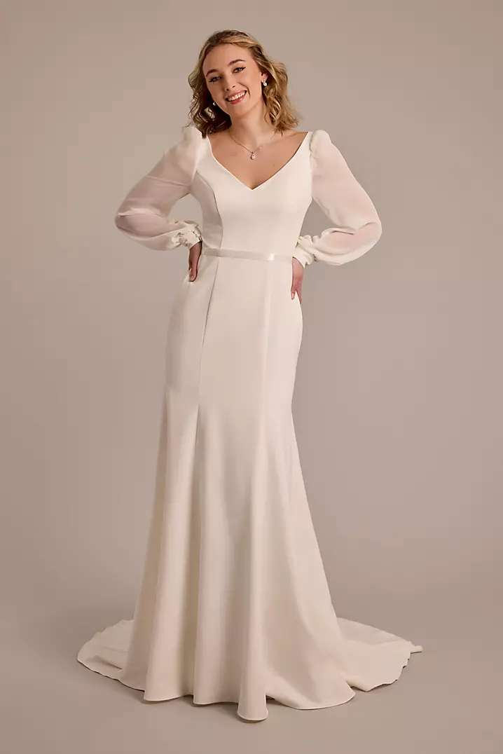 Mermaid Long Sleeves Bridal Spandex White Wedding Dress Mermaid Long Sleeves Bridal Spandex White Wedding Dress