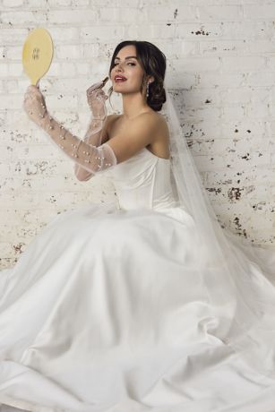 Gorgeous Ball Gown Strapless Satin Applique Long Wedding Dresses C4222 main image 0