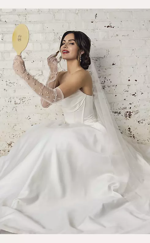 Satin Strapless Ball Gown Wedding Dress Image 5