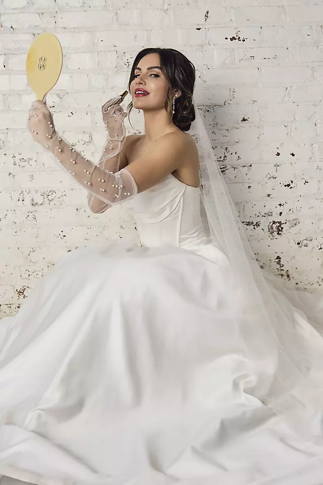 Satin Strapless Ball Gown Wedding Dress Image 5