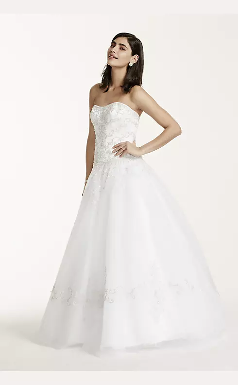Strapless Tulle Wedding Dress with Satin Bodice Image 1