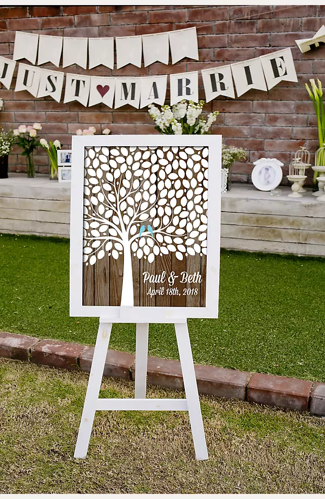 Personalized Lovebirds Tree Signature Guest Book Image
