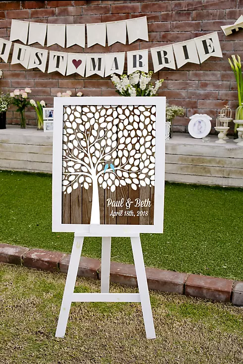 Personalized Lovebirds Tree Signature Guest Book Image 1