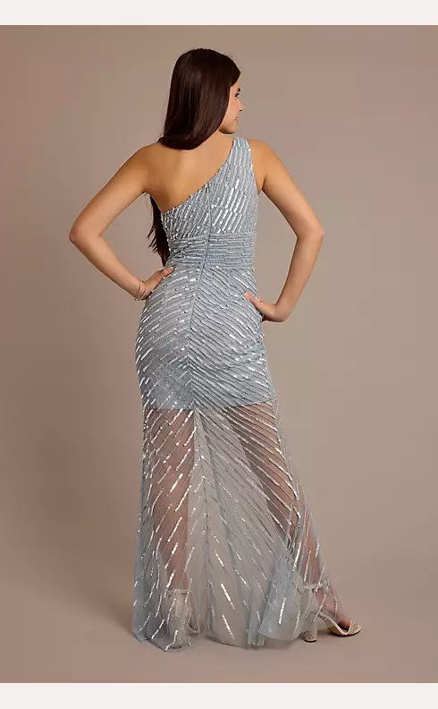 One-Shoulder Linear Sequin Sheath Dress Image 2