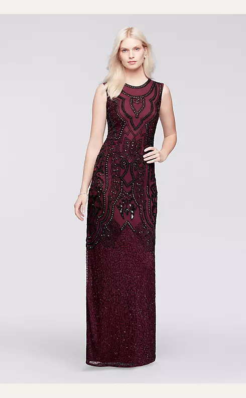 Beaded Long Dress with Cap Sleeves Image 1