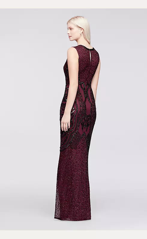 Beaded Long Dress with Cap Sleeves Image 2