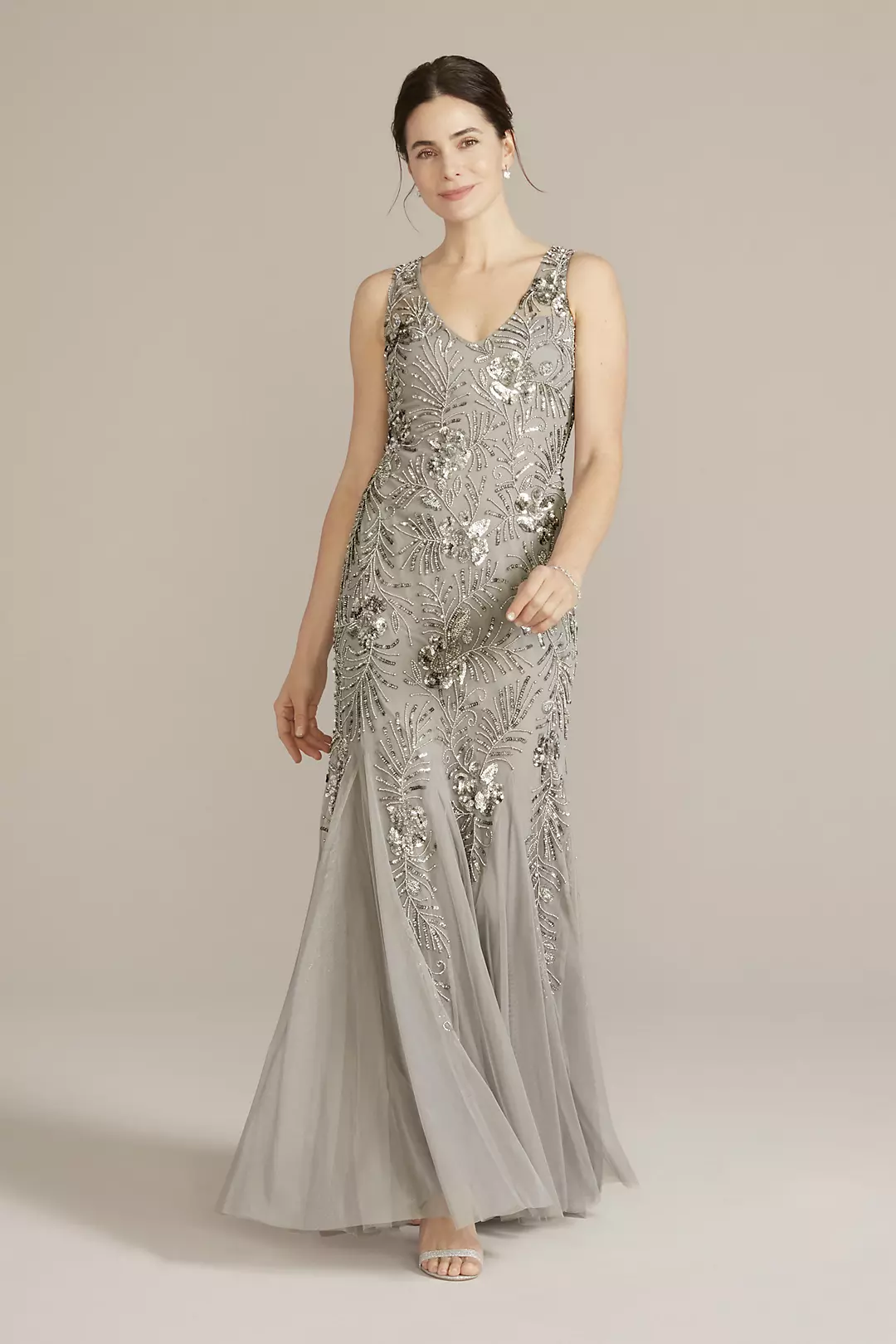 Beaded Sheath Tank Gown with Godets Image