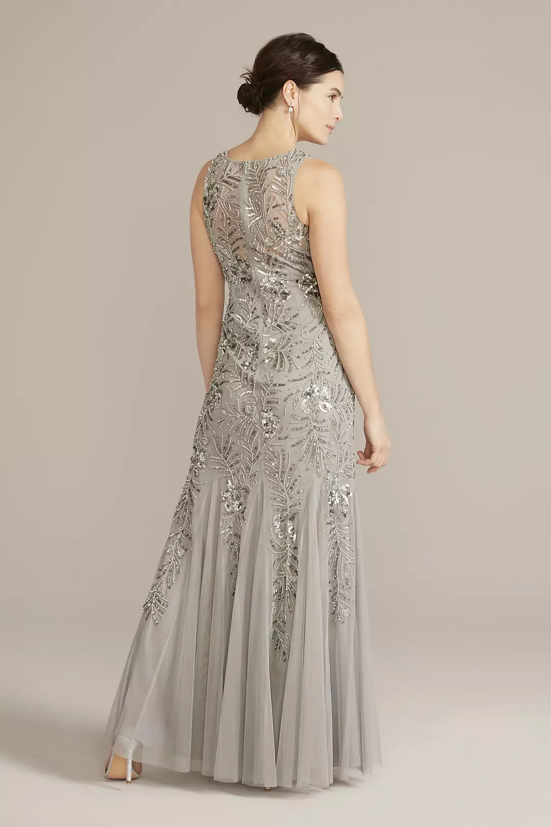 Beaded Sheath Tank Gown with Godets Image 2