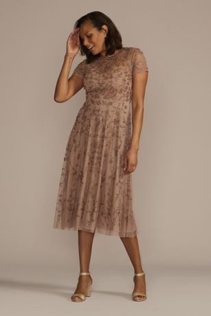 Brown Mother of the Bride Dresses Tea Length