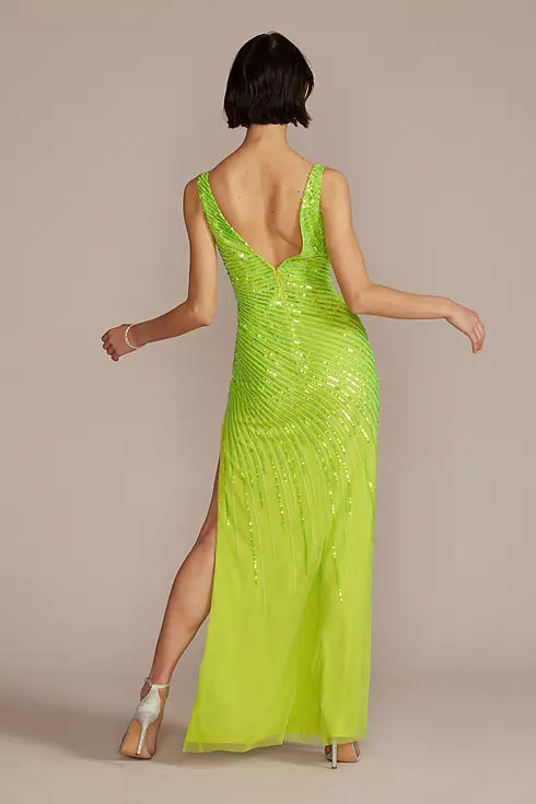 Cascading Sequin Tank Gown with Side Slit Image 2