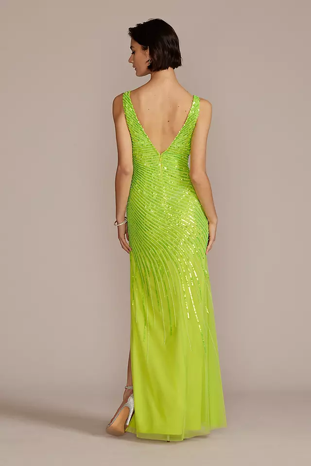 Cascading Sequin Tank Gown with Side Slit Image 4
