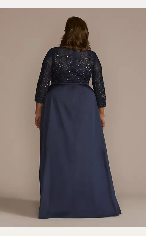 Three Quarter Sleeve Beaded Lace Ball Gown Image 2
