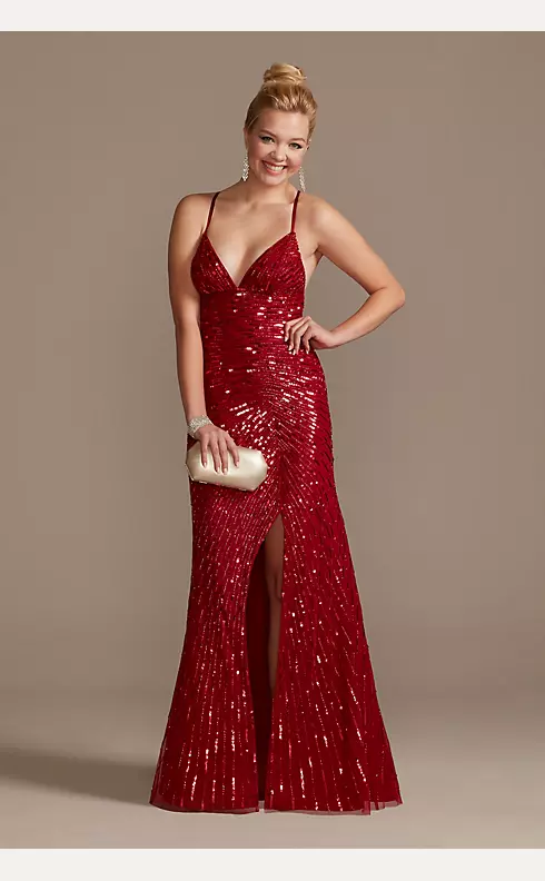 Crossing Sequin Sheath Dress with Slit Image 1