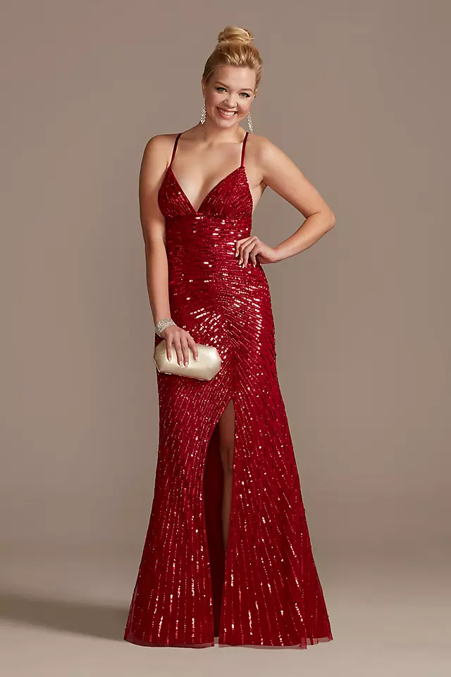 Crossing Sequin Sheath Dress with Slit Image