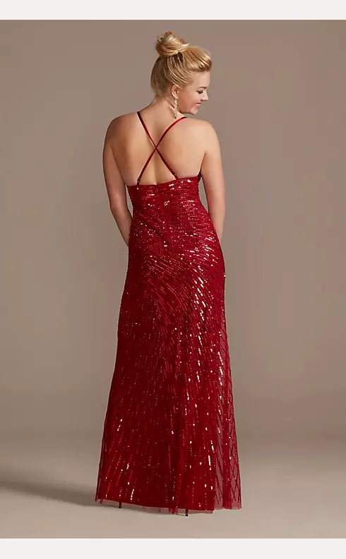 Crossing Sequin Sheath Dress with Slit Image 2