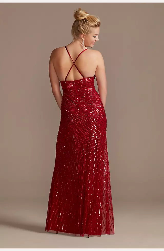 Crossing Sequin Sheath Dress with Slit Image 2