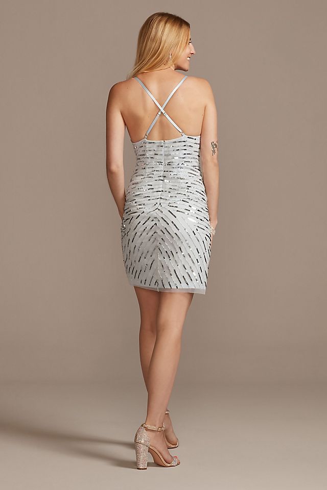 Linear Bead and Sequin Spaghetti Strap Mini Dress Image 2