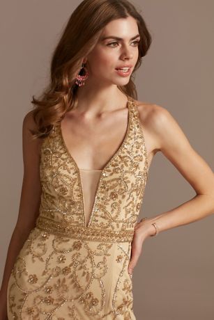 david's bridal long illusion mesh