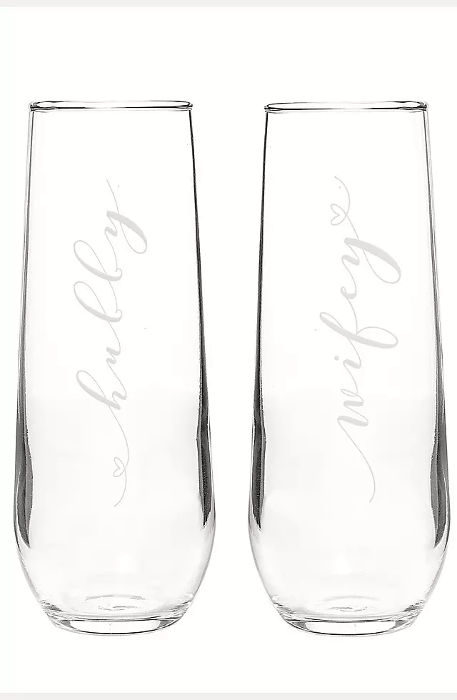 Hubby and Wifey Stemless Champagne Flutes Image 3