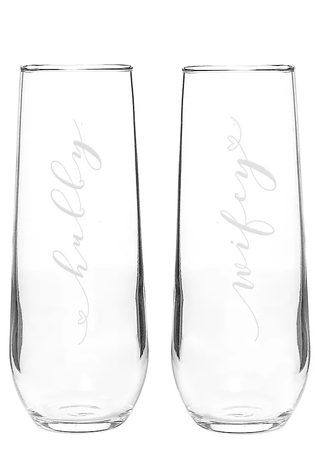 Hubby and Wifey Stemless Champagne Flutes Image 3