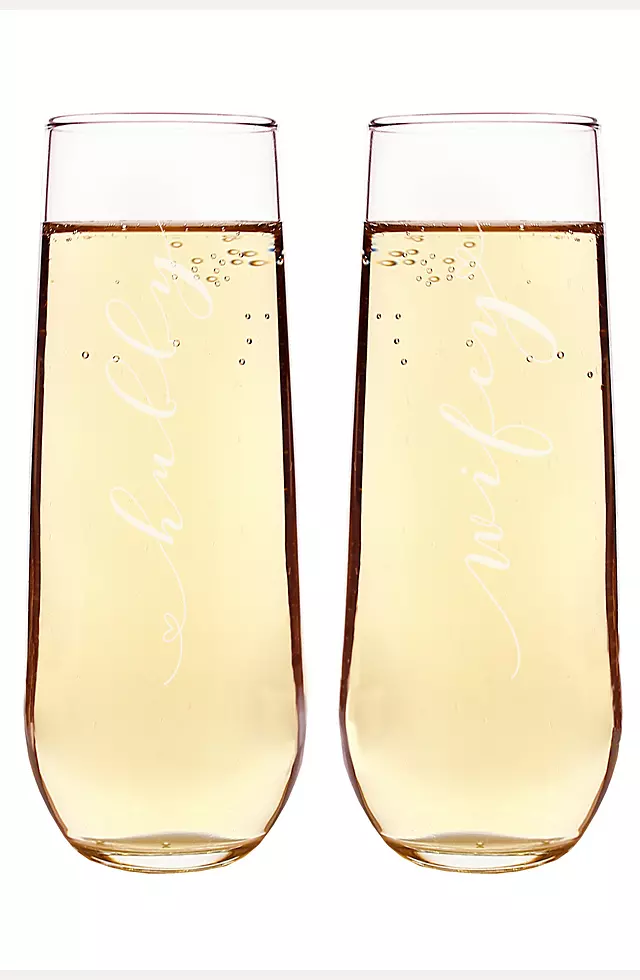 Hubby and Wifey Stemless Champagne Flutes Image 2