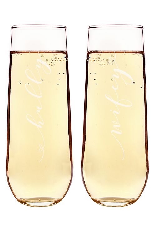 Hubby and Wifey Stemless Champagne Flutes Image 5