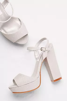Glitter Chunky-Heel Platform Peep-Toes | David's Bridal Glitter Chunky-Heel Platform Peep-Toes | David's Bridal