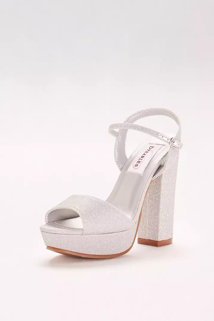 Glitter Chunky-Heel Platform Peep-Toes | David's Bridal Glitter Chunky-Heel Platform Peep-Toes | David's Bridal