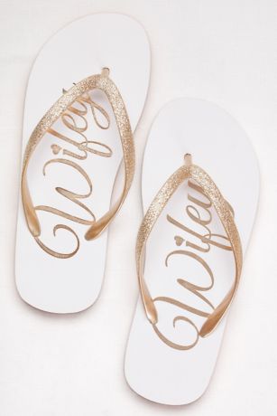 Wifey Glitter Flip Flops | David's Bridal