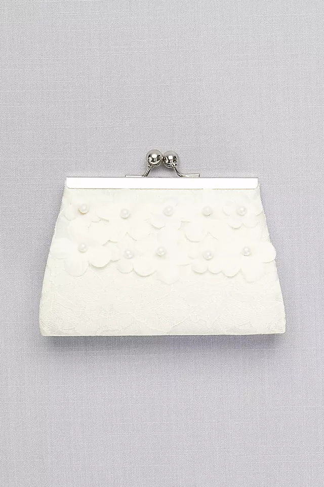 Girls Lace Purse with 3D Pearl Flowers Image 2