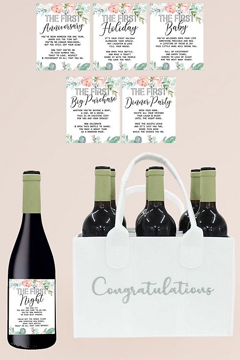 Wedding Milestone Wine Labels and Bottle Caddy Image