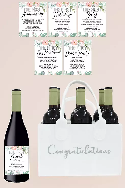 Wedding Milestone Wine Labels and Bottle Caddy Image 1