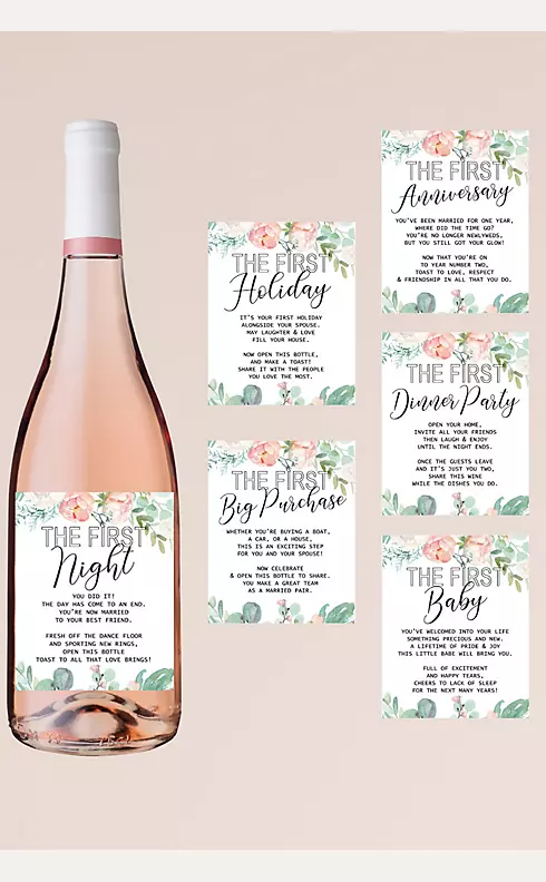 Marriage Milestone Floral Wine Label Set Image 1