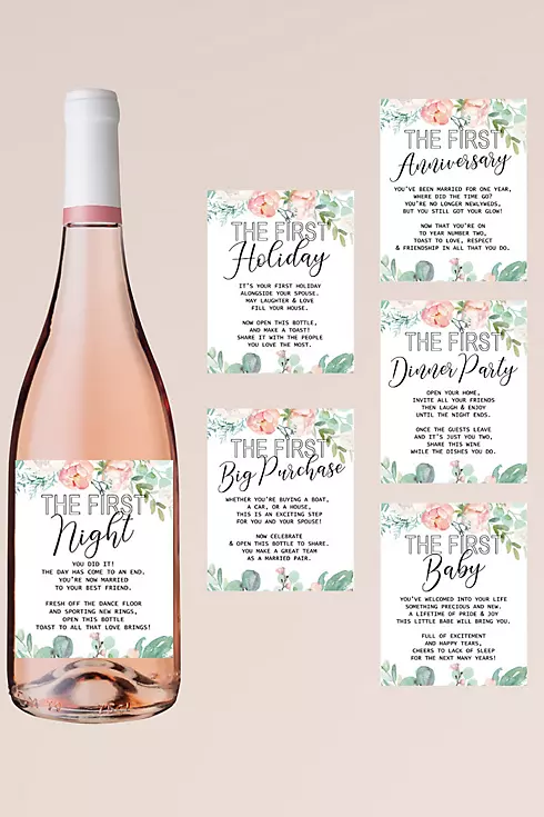 Marriage Milestone Floral Wine Label Set Image 1
