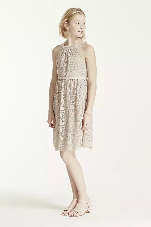 Sleeveless Lace Halter Dress with Back Tie Image 3