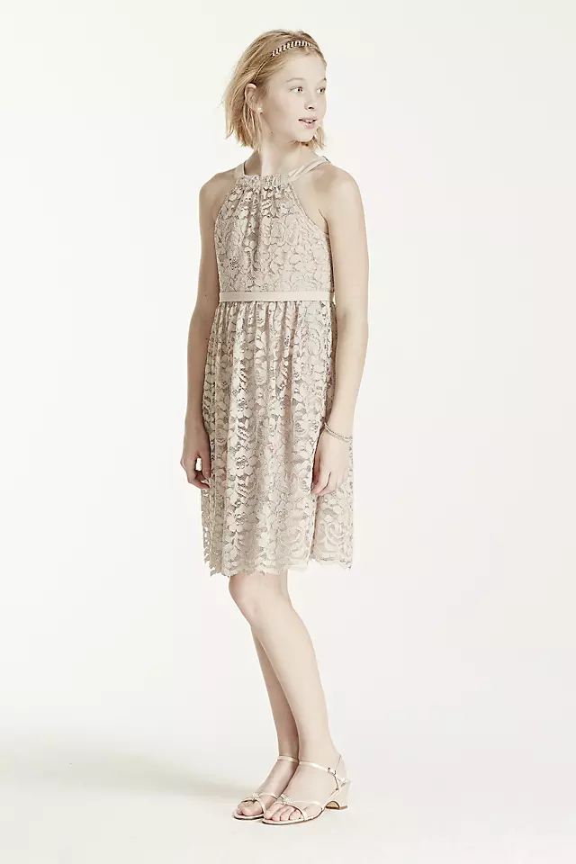 Sleeveless Lace Halter Dress with Back Tie Image 3