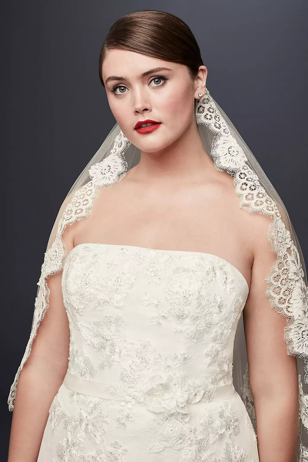 Mid Veil with Trailing Lace Image