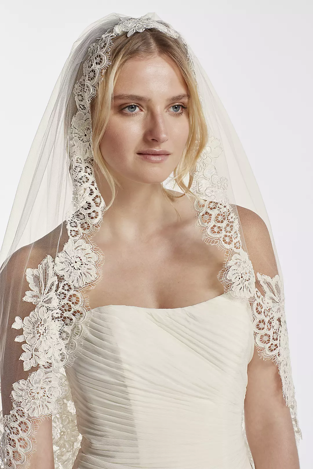 Mid Veil with Trailing Lace Image 2